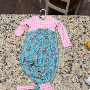Pink & Teal Butterfly Kids Pajama Gown